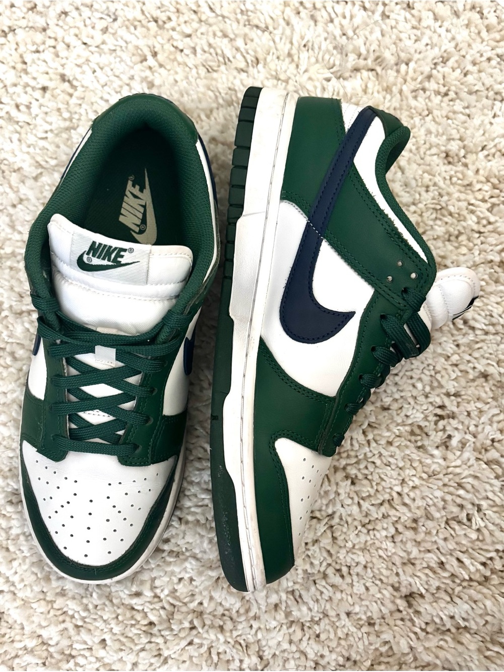 Nike Dunk Low White, Forest Green & Navy